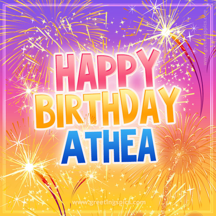 Happy Birthday Athea Picture with fireworks (square shape image)