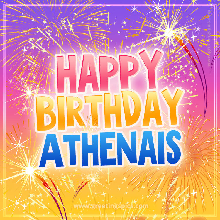 Happy Birthday Athenais Picture with fireworks (square shape image)