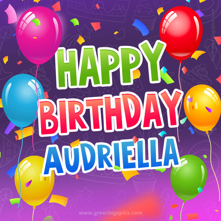 Happy Birthday Audriella Festive Greeting Card (square shape image)