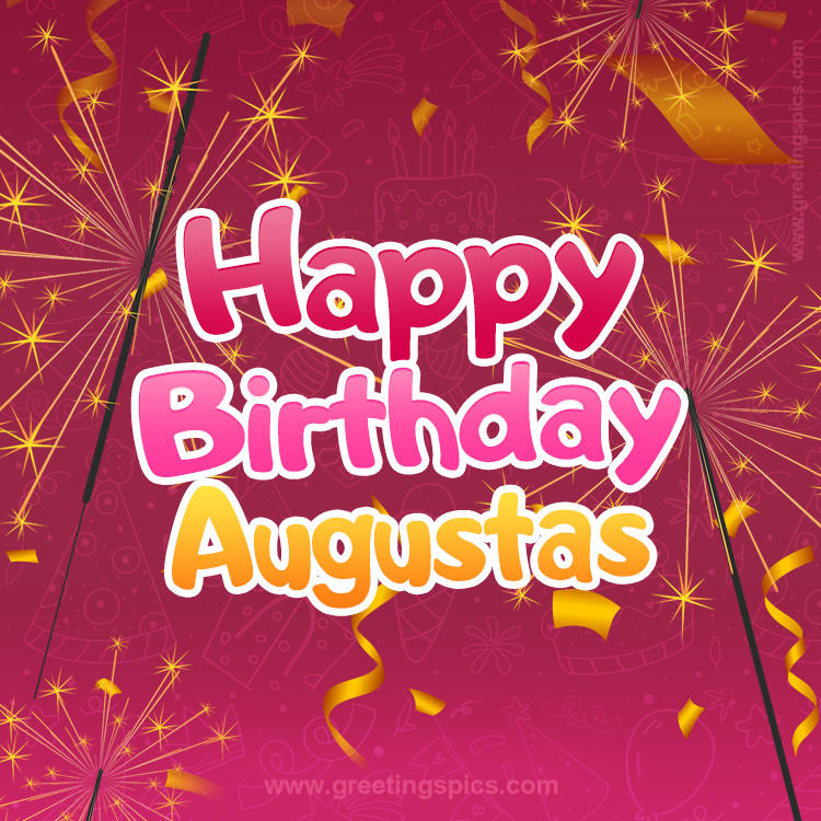 Happy Birthday Augustas Image with sparklers (square shape image)