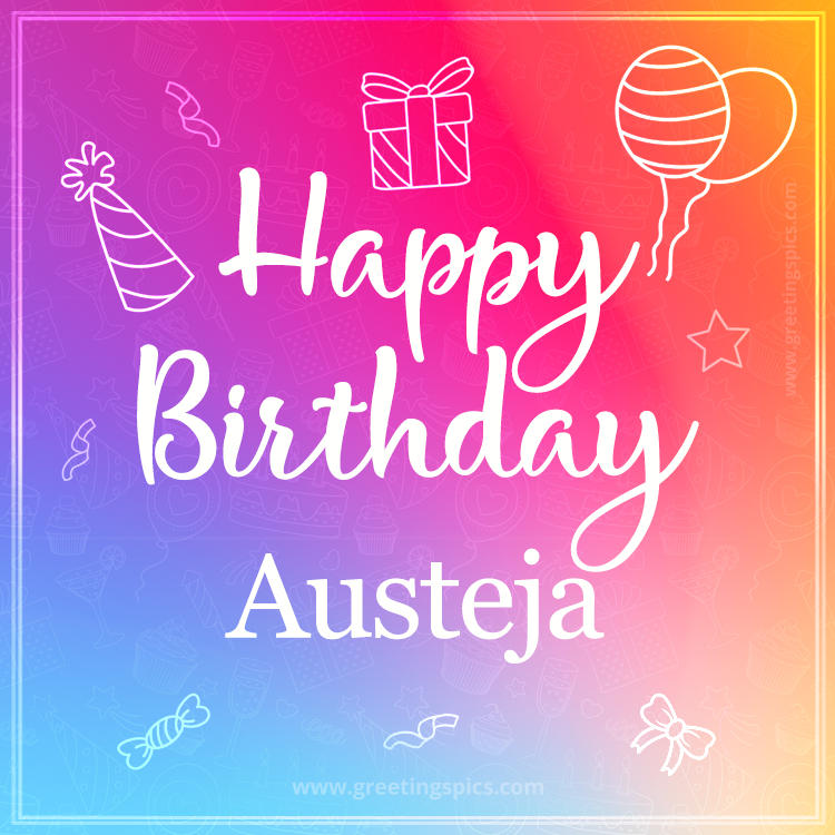 Colorful Happy Birthday Card For Austeja (square shape image)