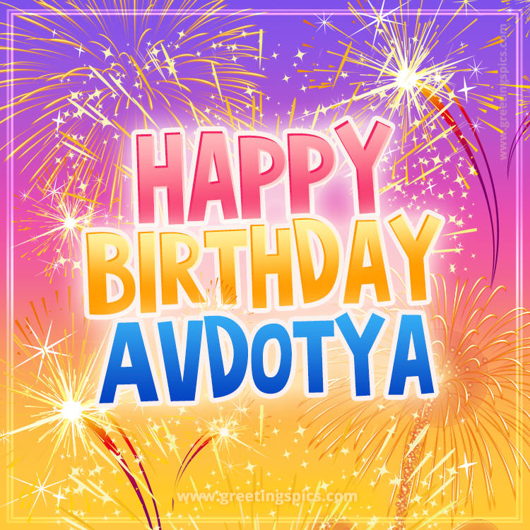 Happy Birthday Avdotya Picture with fireworks (square shape image)