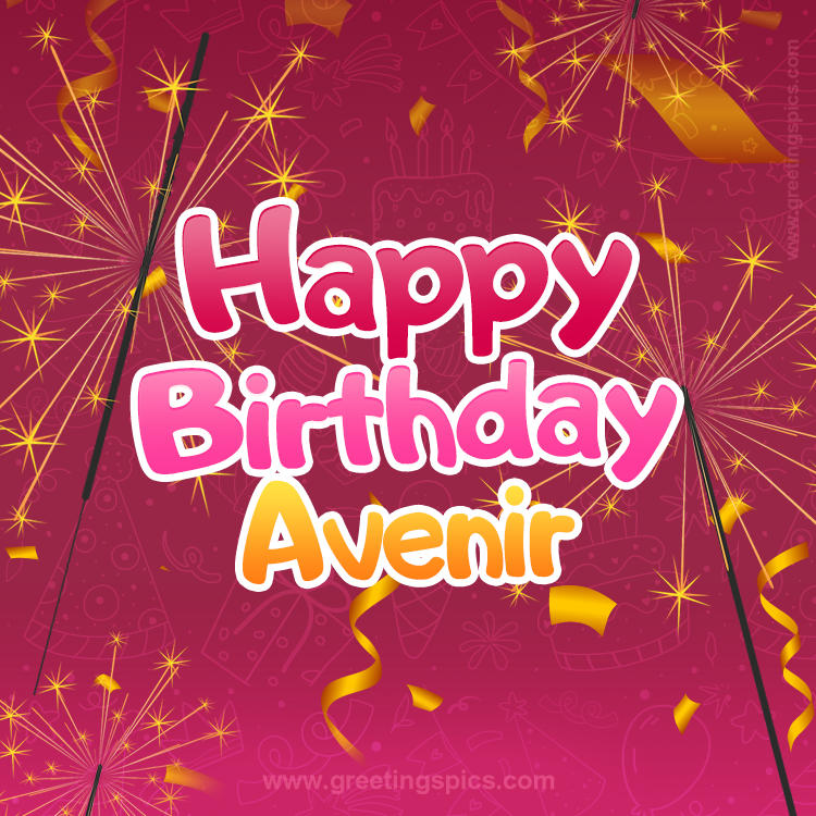 Happy Birthday Avenir Image with sparklers (square shape image)