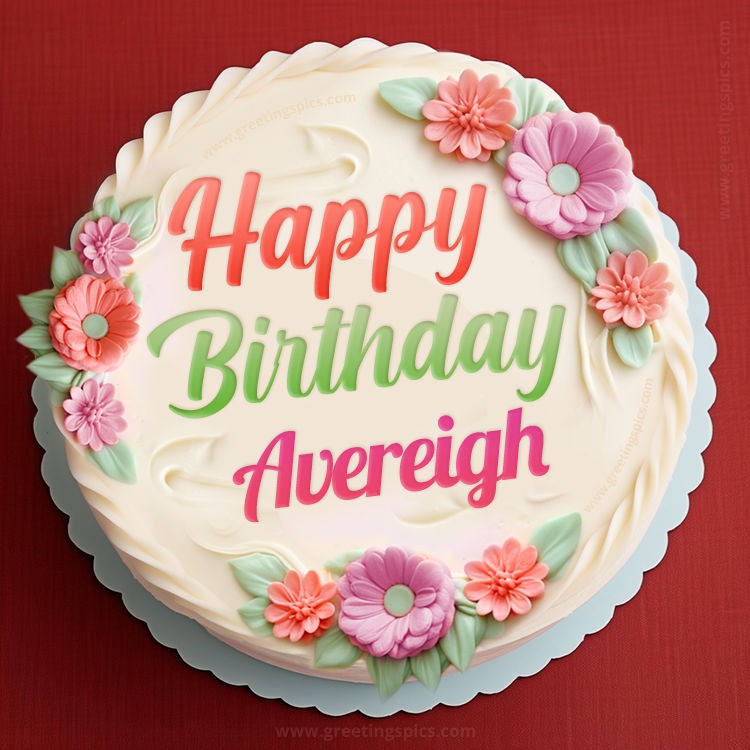 Happy Birthday Avereigh Cake Image With Name (square shape image)