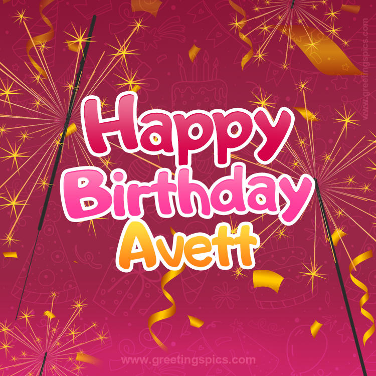 Happy Birthday Avett Image with sparklers (square shape image)