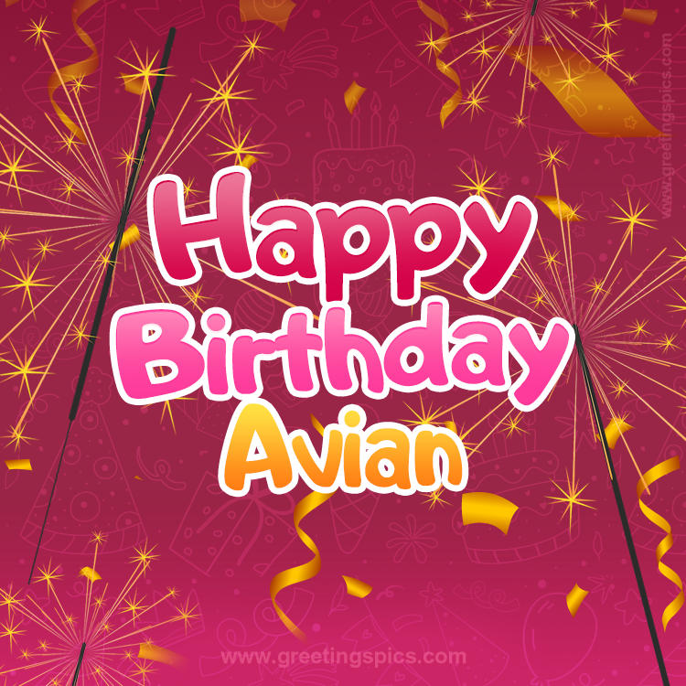 Happy Birthday Avian Image with sparklers (square shape image)