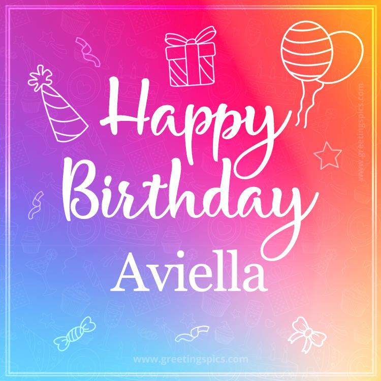 Colorful Happy Birthday Card For Aviella (square shape image)