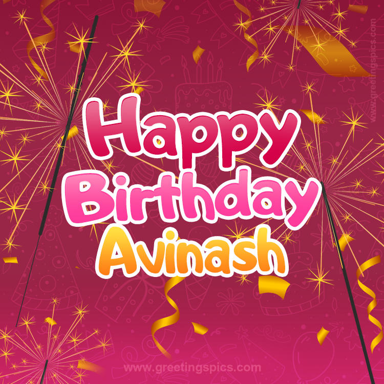 Happy Birthday Avinash Image with sparklers (square shape image)