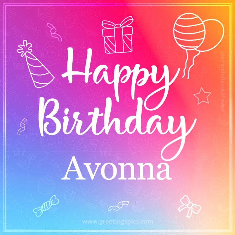 Colorful Happy Birthday Card For Avonna (square shape image)