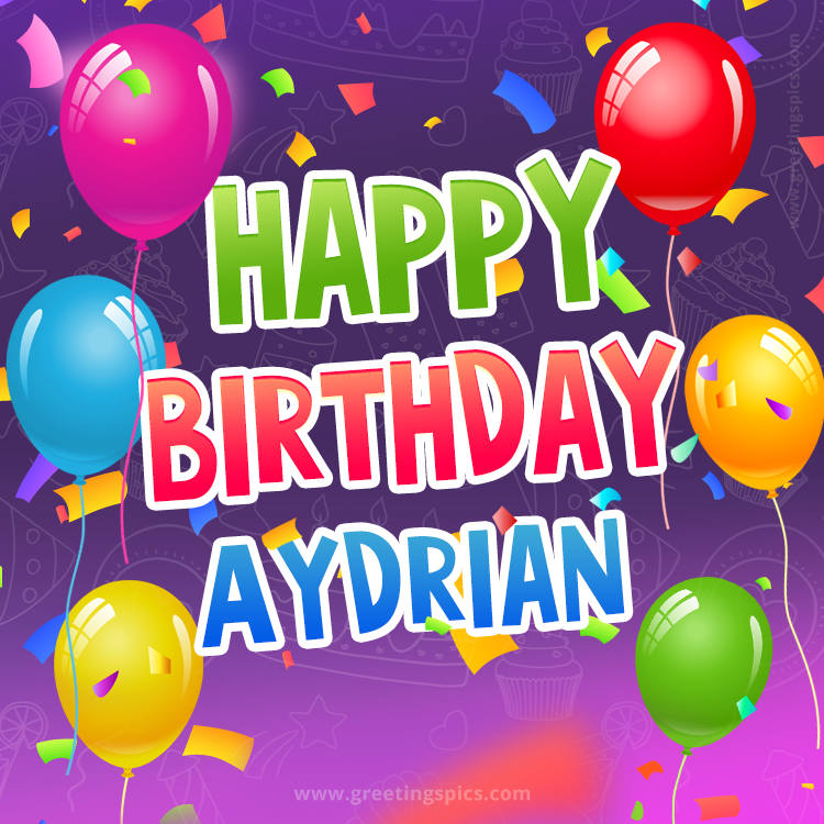 Happy Birthday Aydrian Festive Greeting Card (square shape image)