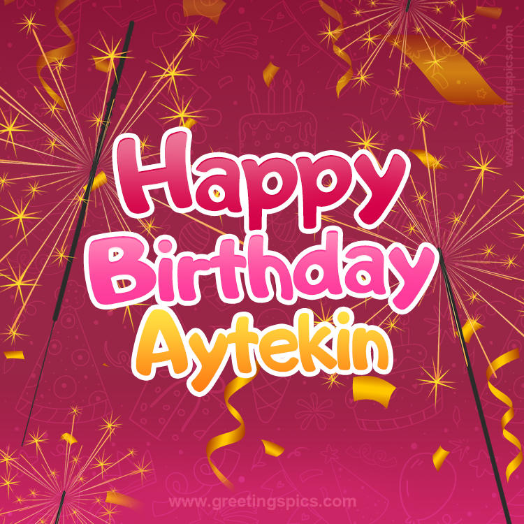 Happy Birthday Aytekin Image with sparklers (square shape image)