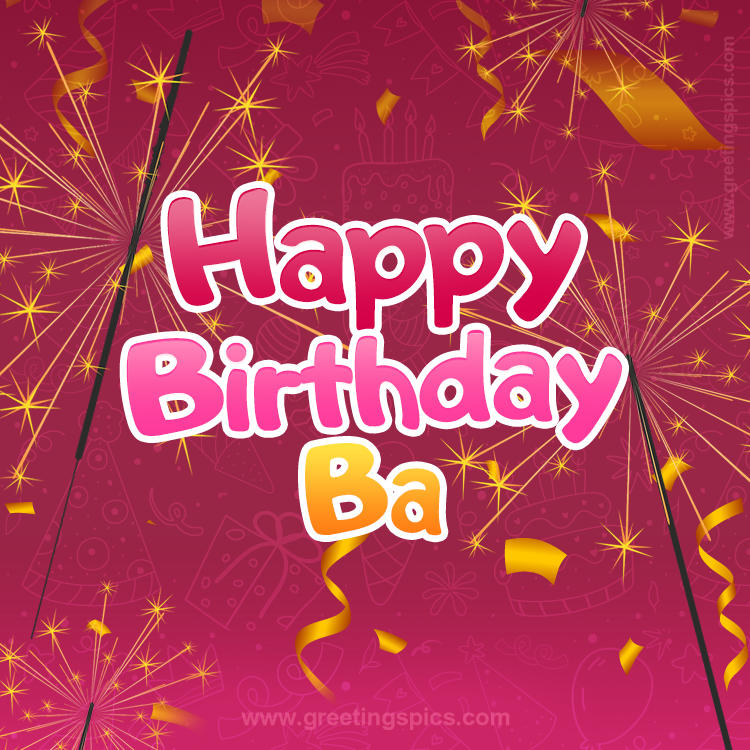 Happy Birthday Ba Image with sparklers (square shape image)