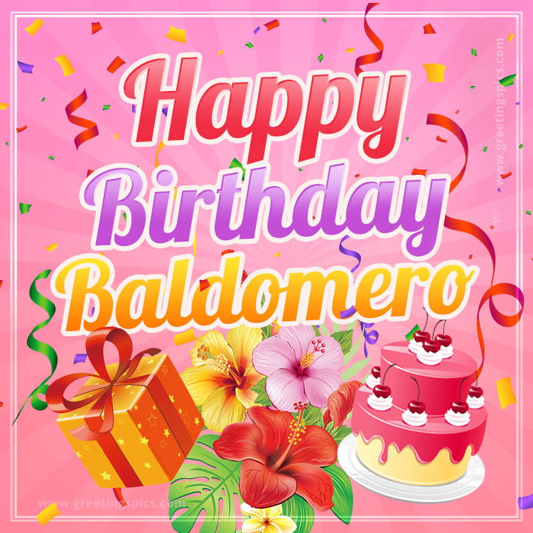 Beautiful Birthday Card for Baldomero with pink background (square shape image)