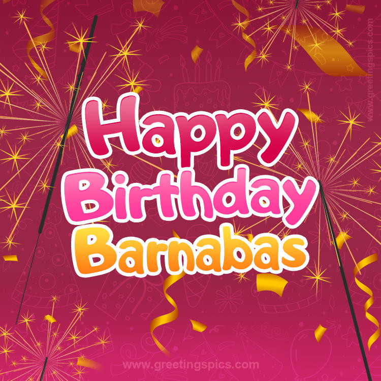 Happy Birthday Barnabas Image with sparklers (square shape image)