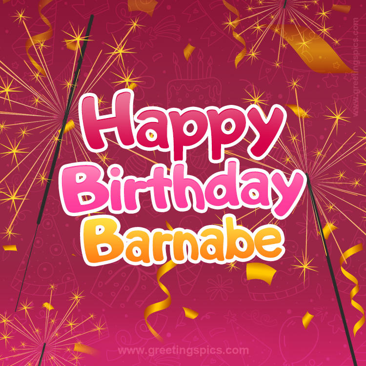 Happy Birthday Barnabe Image with sparklers (square shape image)