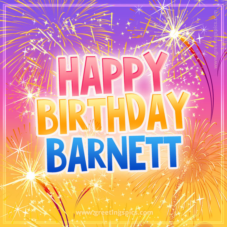 Happy Birthday Barnett Picture with fireworks (square shape image)