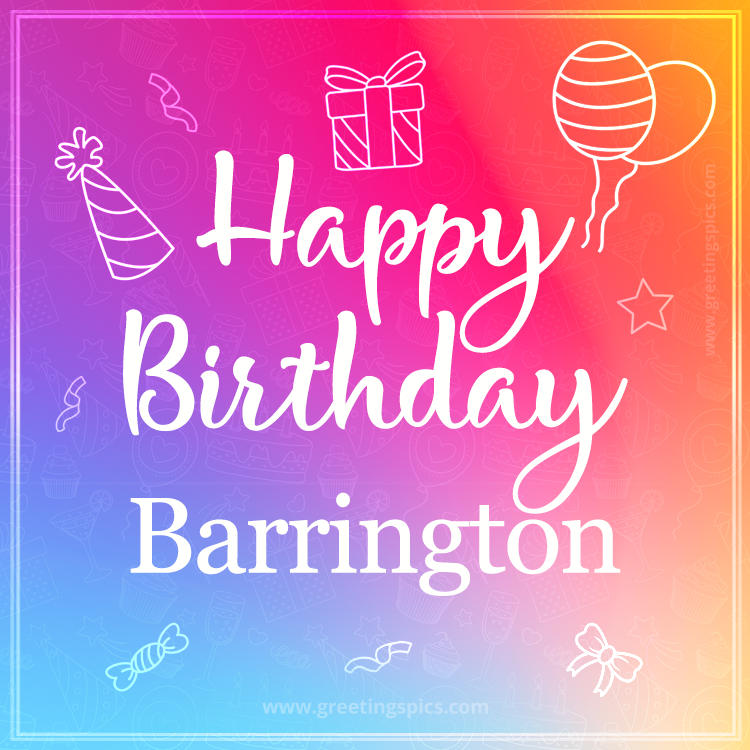 Colorful Happy Birthday Card For Barrington (square shape image)