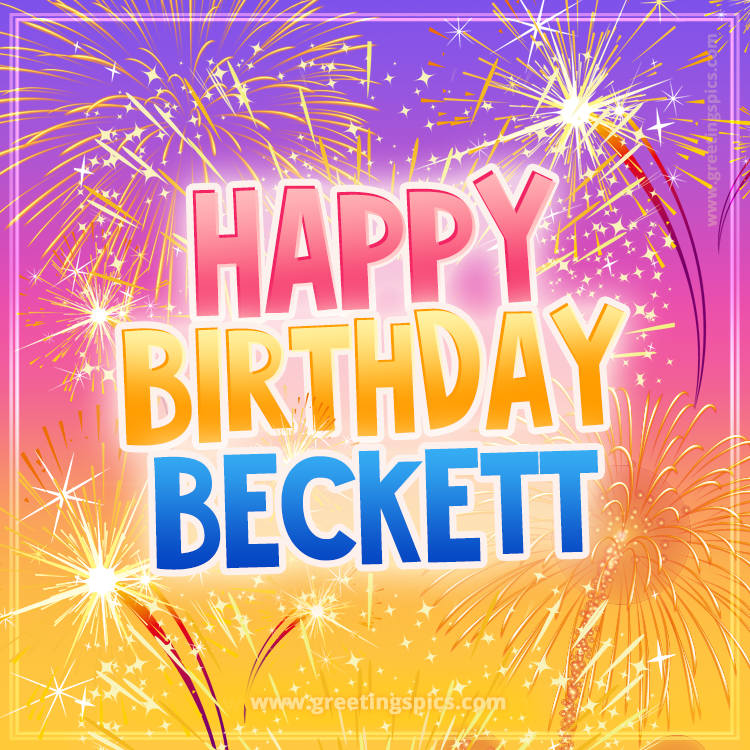 Happy Birthday Beckett Picture with fireworks (square shape image)