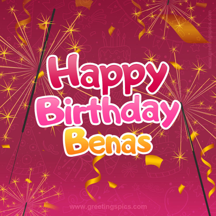 Happy Birthday Benas Image with sparklers (square shape image)