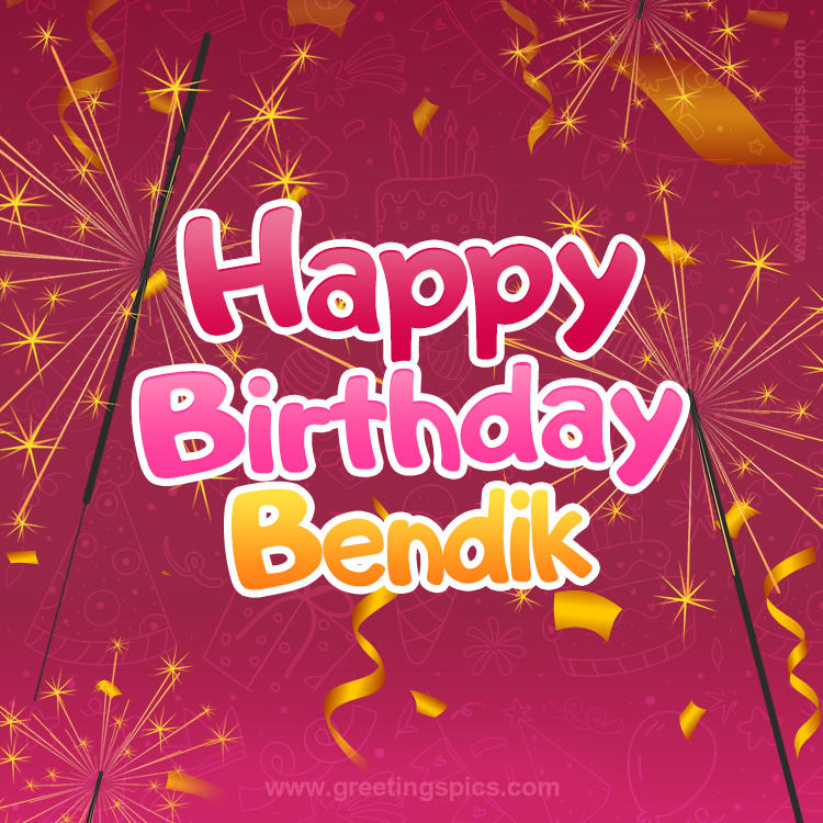 Happy Birthday Bendik Image with sparklers (square shape image)