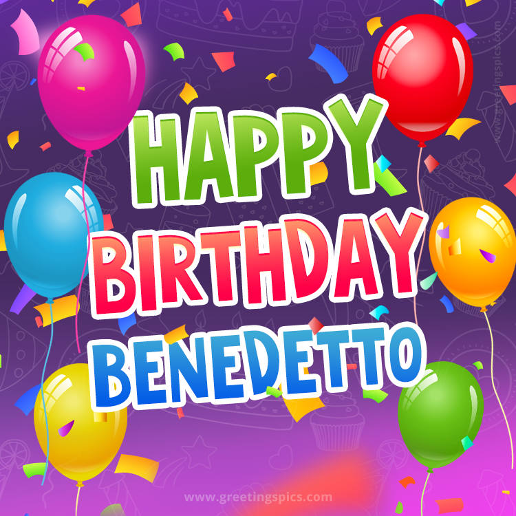 Happy Birthday Benedetto Festive Greeting Card (square shape image)