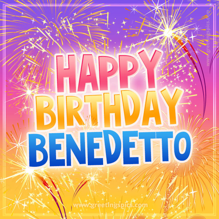 Happy Birthday Benedetto Picture with fireworks (square shape image)