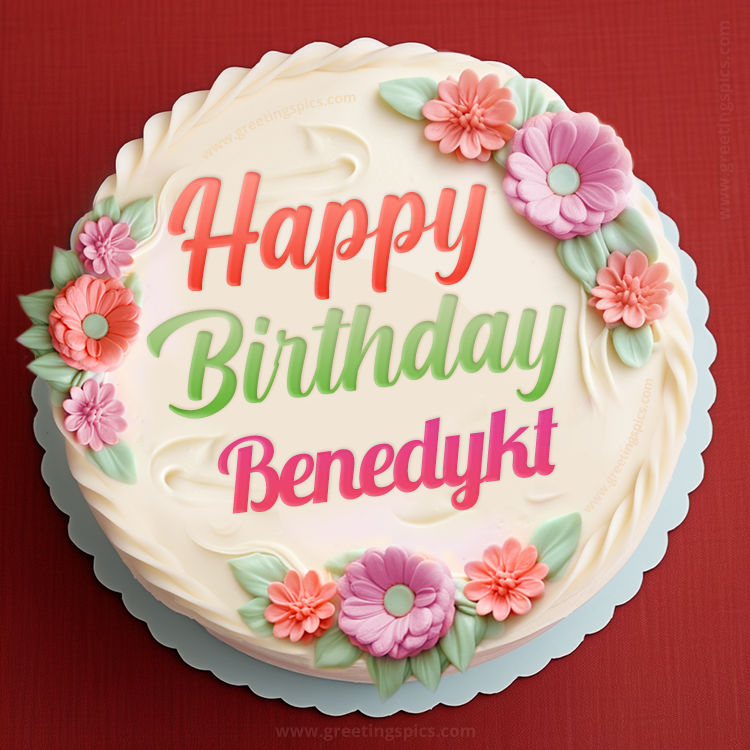 Happy Birthday Benedykt Cake Image With Name (square shape image)