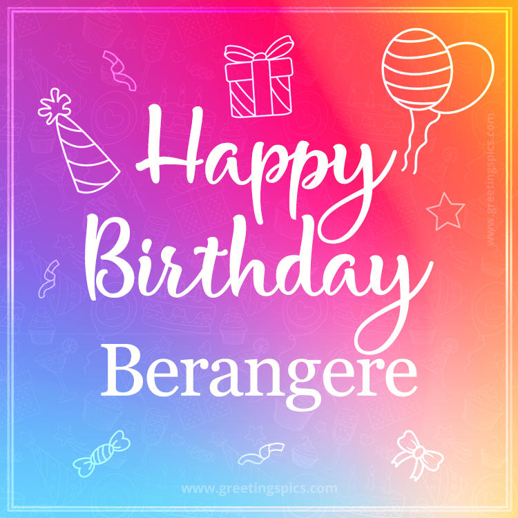 Colorful Happy Birthday Card For Berangere (square shape image)