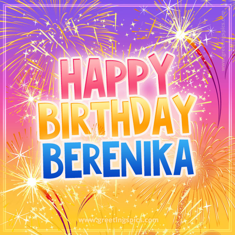 Happy Birthday Berenika Picture with fireworks (square shape image)