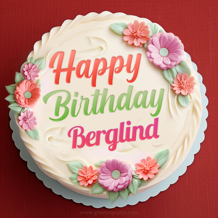 Happy Birthday Berglind Cake Image With Name (square shape image)