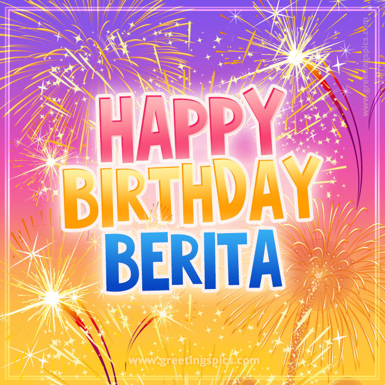 Happy Birthday Berita Picture with fireworks (square shape image)