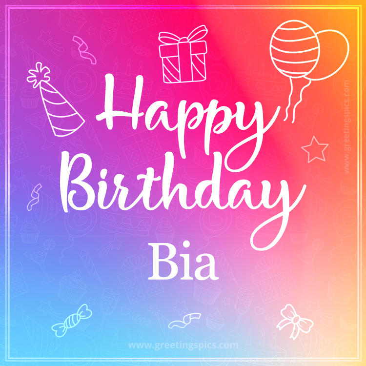 Colorful Happy Birthday Card For Bia (square shape image)