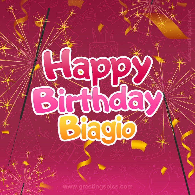 Happy Birthday Biagio Image with sparklers (square shape image)