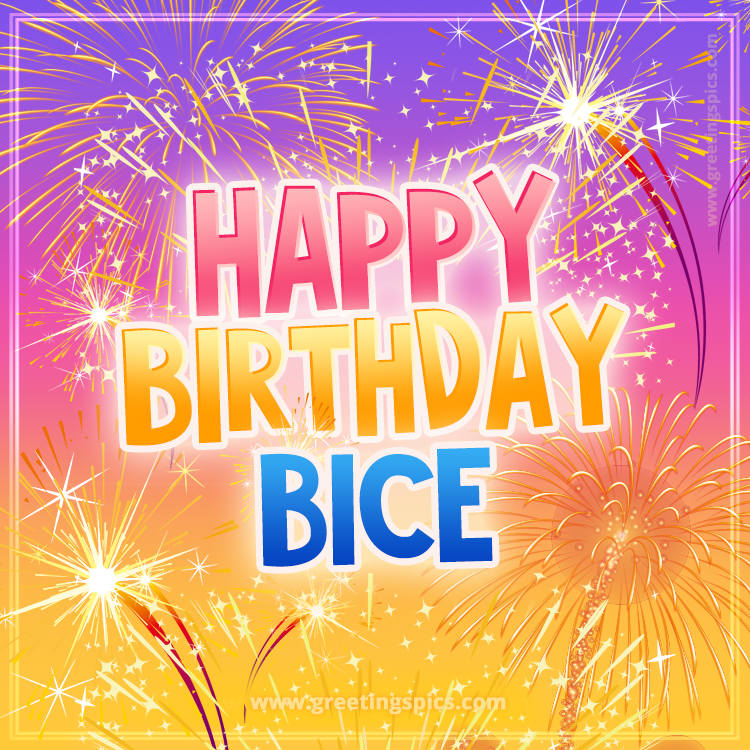 Happy Birthday Bice Picture with fireworks (square shape image)