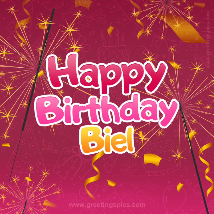 Happy Birthday Biel Image with sparklers (square shape image)