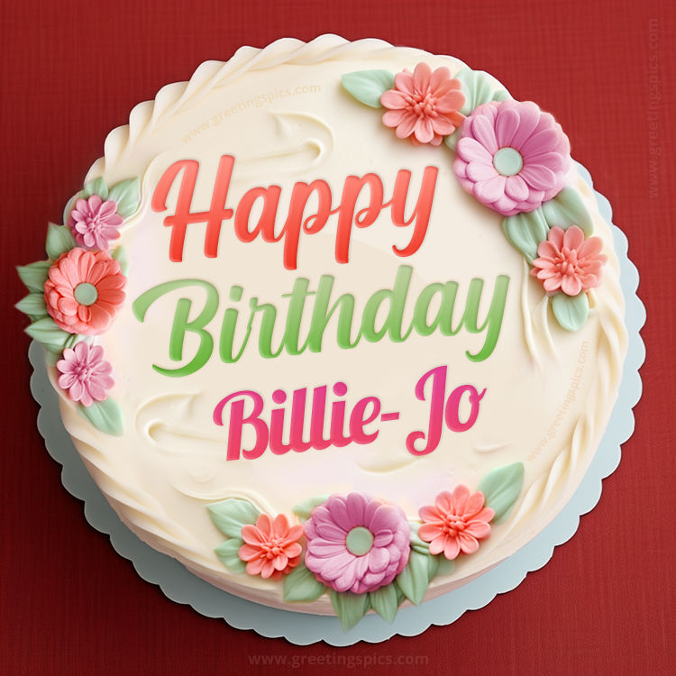 Happy Birthday Billie-Jo Cake Image With Name (square shape image)