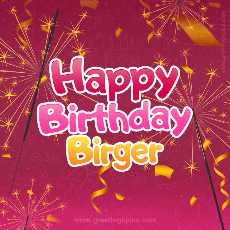 Happy Birthday Birger Image with sparklers (square shape image)