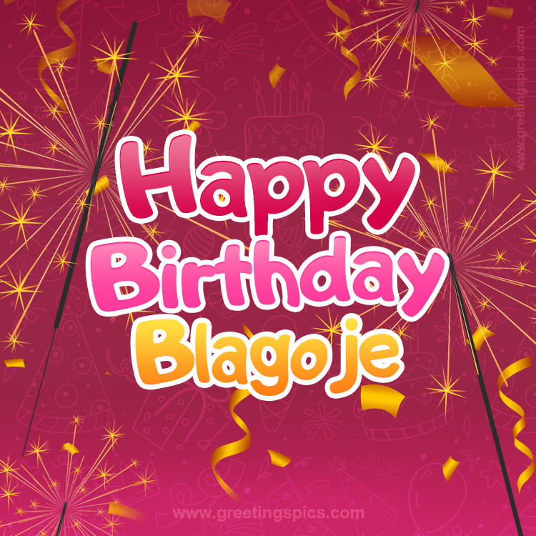 Happy Birthday Blagoje Image with sparklers (square shape image)