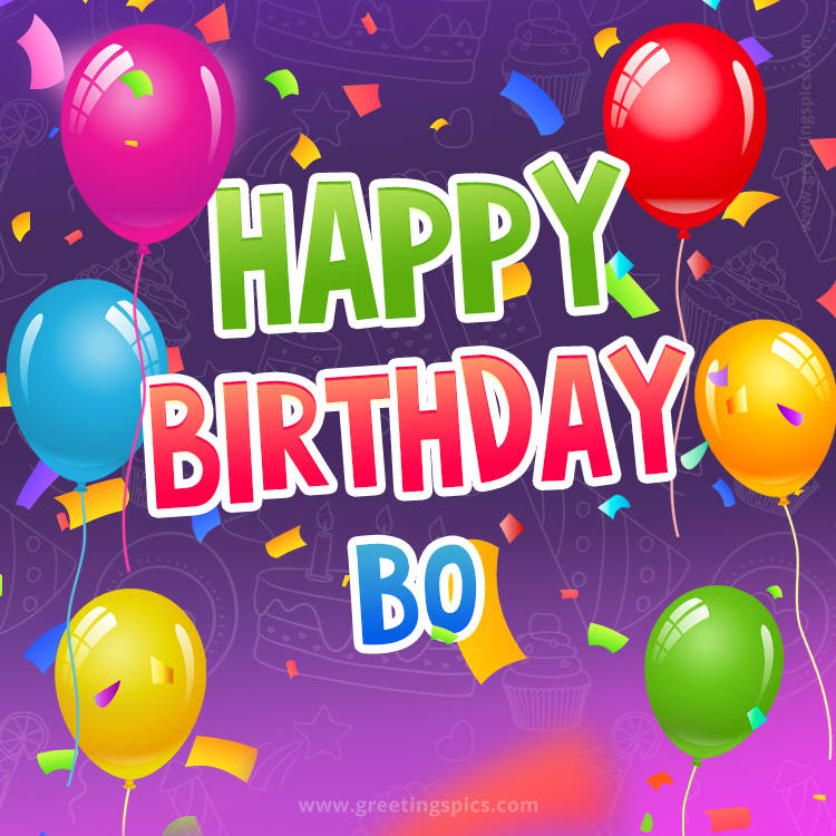 Happy Birthday Bo Festive Greeting Card (square shape image)