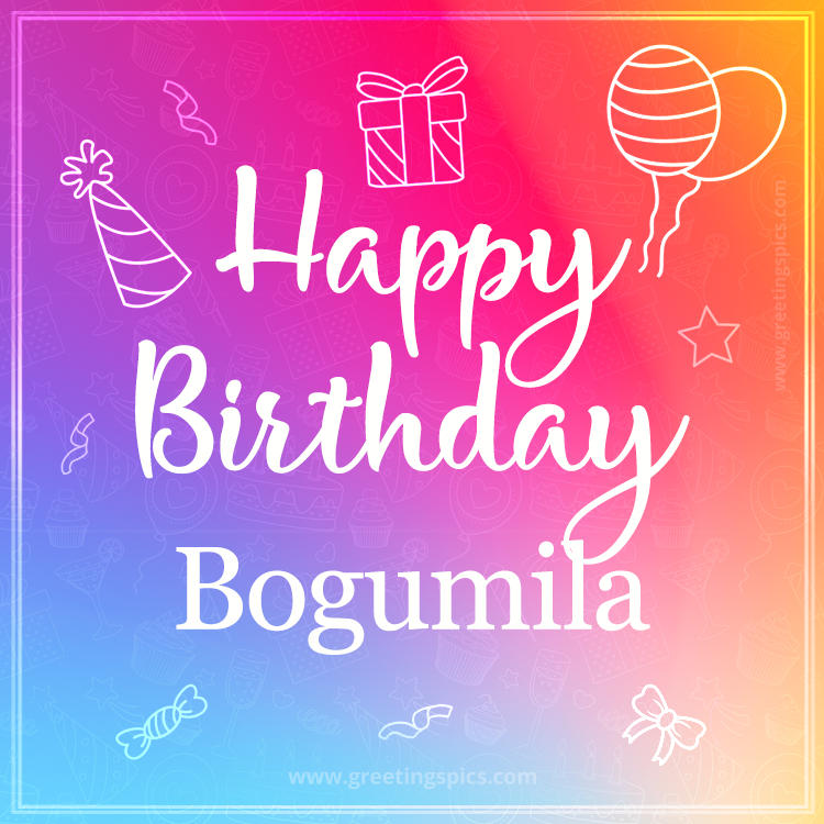 Colorful Happy Birthday Card For Bogumila (square shape image)