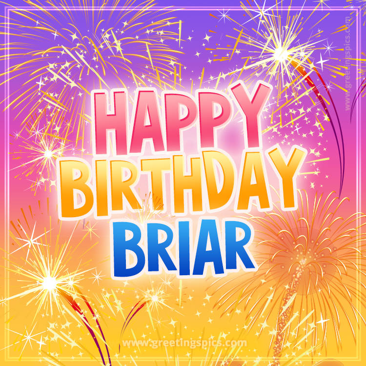 Happy Birthday Briar Picture with fireworks (square shape image)