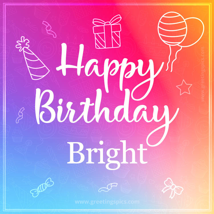 Colorful Happy Birthday Card For Bright (square shape image)