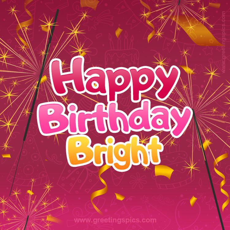 Happy Birthday Bright Image with sparklers (square shape image)