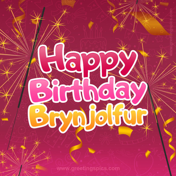 Happy Birthday Brynjolfur Image with sparklers (square shape image)