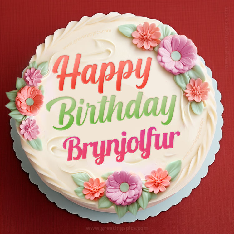 Happy Birthday Brynjolfur Cake Image With Name (square shape image)