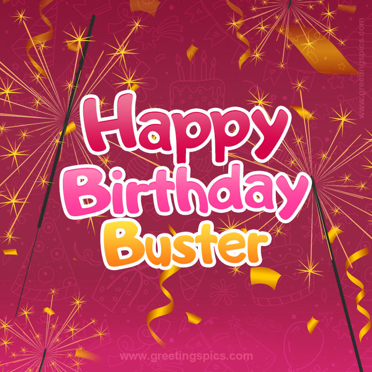 Happy Birthday Buster Image with sparklers (square shape image)