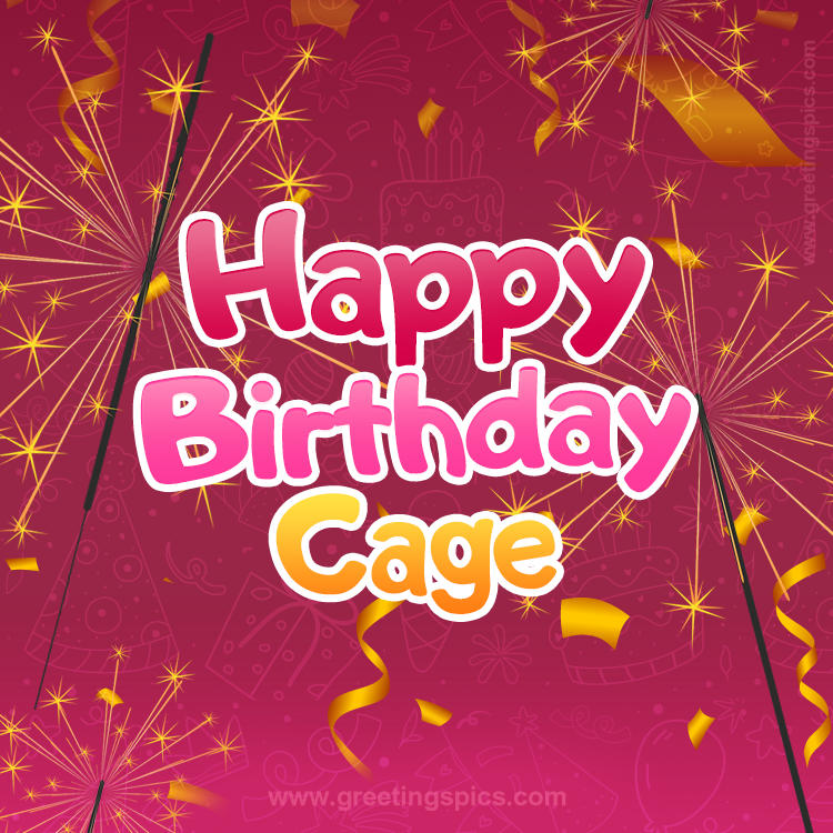 Happy Birthday Cage Image with sparklers (square shape image)