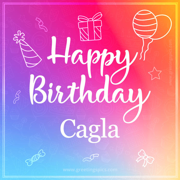 Colorful Happy Birthday Card For Cagla (square shape image)