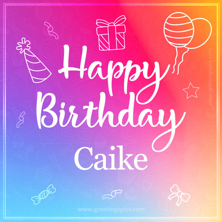 Colorful Happy Birthday Card For Caike (square shape image)