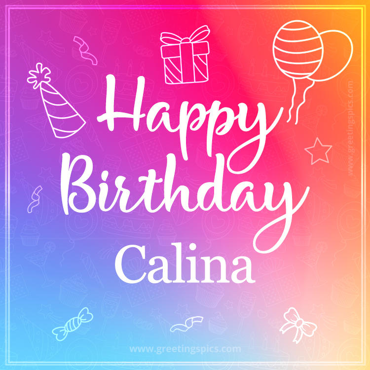 Colorful Happy Birthday Card For Calina (square shape image)